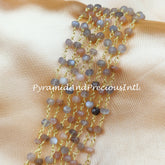 Natural Multi Moonstone Wire Wrapped Rosary Chain, Gold Plated Rosary Chain, Link Rosary Chain, Gemstone Chain – SELLING BY FOOT